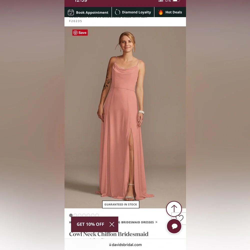 David’s Bridal long cowl neck desert coral - Picture 2 of 5